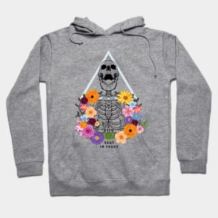 Rest in Peace Laughing Skeleton Adorned with Flowers Hoodie